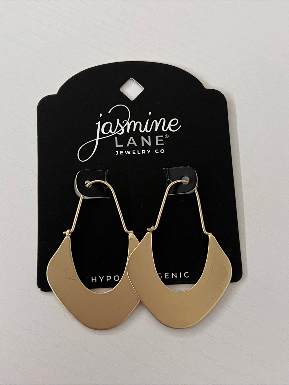 Jasmine Lane Jewelry Co Gold Tone Geometric Teardrop Earrings NWT Hypoallergenic